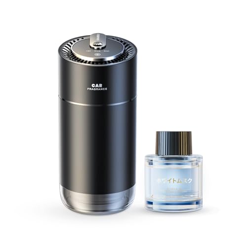 CEENIU 車 アロマディフューザー 超音波霧化【静音 自動ON/OFF 内蔵バッテリー】ホワイトムスクの香り フランス産天然香料 F26 車 消臭 Car Fragrance